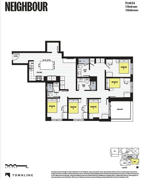 Floor plan for 5 beds, 3 baths, 257 sqft